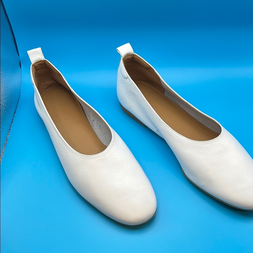 Everlane Italy White Leather Flats